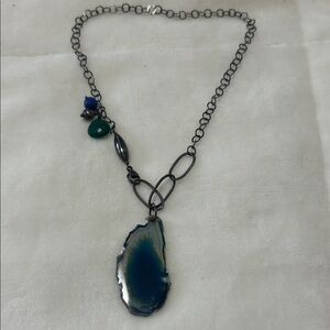 Elegant Blue and Green Pendant Necklace